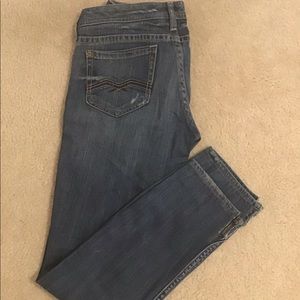 Express size 4 denim, straight cut, destructed